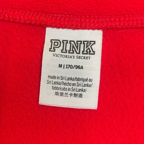 Victorias Secret PINK Red Cropped Fleece Half Zip Pullover Sweater Size Medium - Picture 4 of 9